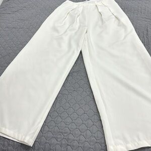 NASTY GAL White high-waisted wide pleated pants size 4
